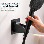 Plantex ABS Hand Shower Holder For Bathroom/Strong Self Adhesive Adjustable Handheld Shower/No Drilling Wall Mount Bracket - Pack of 1 (Black)