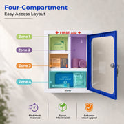 Plantex First Aid Box/Emergency Medicine Storage Box/First Aid Kit Box/Medical Box for Home, School & Office/Lockable with Multi Compartment - (Blue & White) ÃƒÂ¢Ã¢â€šÂ¬Ã¢â‚¬Å“ Big Size Wall Mount ÃƒÂ¢Ã¢â€šÂ¬Ã¢â‚¬Å“ Metal