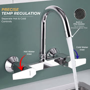 Plantex Mixer Tap for Kitchen with Wall Flange and Teflon Tape/Kitchen Sink Taps/Sink Mixer Tap Hot and Cold with 360° Swivel Spout (Celesiya-1248)