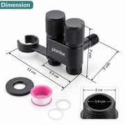 Plantex 2 Way Angle Cock/Stainless Steel Double Outlet Water Valve/Bathroom & Kitchen Tap Connector/Water Faucet - Pack of 1 (Black, APS-N-8)