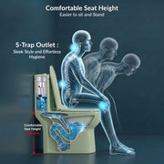 Plantex Platinum Ceramic Rimless One Piece Western Toilet/Washdown Commode for Toilet/Commode With Soft Close Toilet Seat - S Trap Outlet (Thunder)