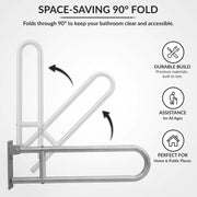 Plantex Stainless Steel 24 Inch U-Shape Handle for Bathroom Support/Bedside Anti-Slip Shower Grab Bar for Bathroom/Space-Saving Safety Bar for Shower/Toilet- (2046, Chrome)