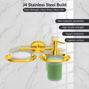 Plantex J4 Stainless Steel Soap Dish with Liquid Dispenser/Soap Stand for Bathroom Wall Mount/Shampoo Dispenser/Bathroom Accessories (PVD Gold Finish) Onix