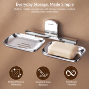 Plantex 304 Grade Stainless Steel Double Soap Holder for Bathroom/Soap Dish/Wall Mounted Soap Holder/Bathroom Accessories - Parv (Chrome)
