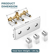 Plantex Brass Concealed Shower Mixer Valve with 3 Lever Exposed Parts Kit/High Flow Manual Diverter/Wall Mounted Bathroom Shower Control Valve (Venice-1538)