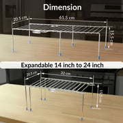 Plantex Stainless Steel Multipurpose Expandable Dish Rack/Expandable Storage Shelves for Kitchen Cabinets/Plate Stand/Utensil Rack(Chrome-Silver)