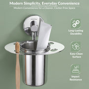 Plantex Tumbler Holder for Bathroom/Stainless Steel Tooth Brush Holder/Toothpaste Holder - Pack of 1 (Chrome)