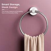 Plantex Stainless Steel Towel Ring for Bathroom/Wash Basin/Napkin-Towel Hanger/Bathroom Accessories - (Chrome/Round) - Pack of 2