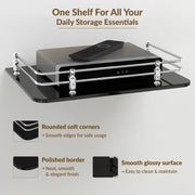 Plantex Glass Setup Box Stand Wall Mounted/Glass Shelf/Wall Shelf Rack/Wall Mount Holder with Wall Brackets (12 X 9 Inch, Black)