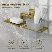 Plantex 304 Stainless Steel Soap Holder/Tumbler Holder/Soap and Brush Holder Stand for Bathroom and Wash Basin Decan (Antique)