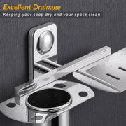 Plantex Stainless Steel 2in1 Tumbler Holder with Soap Dish/Tooth Brush Holder/Soap Stand for Bathroom/Bathroom Accessories - (Chrome)