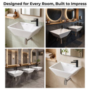 Plantex Platinum Ceramic Wall Mounted Basin/Corner Basin/Wash Basin for Bathroom/Wall Hung Washbasin/Sink for Restaurant, Hotel/10 Years Glaze Warranty by Plantex (Candy -15 x 11 x 5 Inch)