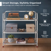 Plantex Stainless Steel Shoe Rack for Home/3 Tier Slipper Stand for Home & Outdoor/Durable Shoe Organizer Stand/Space Saving Footwear Rack - (Silver)