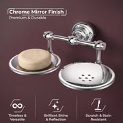 Plantex 304 Grade Stainless Steel Double Soap Holder for Bathroom/Wall Mounted Soap Holder/Bathroom Accessories - Skyllo (Chrome)