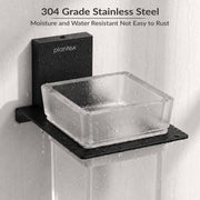 Plantex 304 Grade Stainless Steel Glass Tumbler Holder/Toothbrush Holder for Bathroom/Bathroom Accessories – Pack of 1 (Crystal, Black)