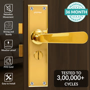 Plantex Stainless Steel Door Lock for Bathroom/Mortise 8inch Keyless Plate Handle Set for Home/Bathroom/Store Room/Balcony/Office - Pack of 1 (DTM-659, Gold)