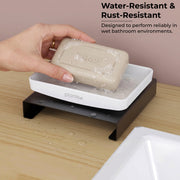 Plantex Single Soap Dish/Stainless Steel and ABS Soap Dish for Bathroom/Soap Stand/Holder/Bathroom Accessories - (Black & White)