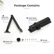 Plantex Heavy Duty Automatic Door Closer for Wooden Doors - 55kg Adjustable for Home/Office/Hotel - Black (ISO 9001 Certified)
