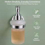 Plantex Brezza Stainless Steel Glass Liquid Soap Dispenser/Shampoo Dispenser/Handwash Dispenser/Bathroom Accessories - Chrome