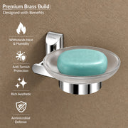 Plantex Smero Pure Brass and Glass Soap Holder for Bathroom & Kitchen/Soap Stand/Case/Dish/Bathroom Accessories - Superb (Chrome)
