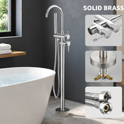 Plantex Pure Brass Free Standing Bathtub Faucet/Bath Tub Filler Faucet/Single Lever Basin Faucet with Handle Held Shower - (Chrome)