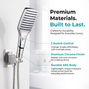 Plantex ABS Hand Shower for Bath/2 Mode Bathroom Shower/Rectangle Hand Shower Without Hose Pipe for Home/Hotel - (Chrome, H399)