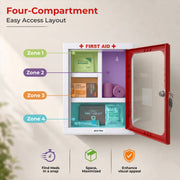Plantex First Aid Box/Medicine Storage Box/Emergency First Aid Kit Box/Medical Box for Home, School & Office/Medicine Organizer with Multi Compartment - (Red & White) – Big Size Wall Mount – GI Steel