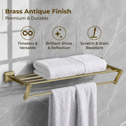 Plantex 304 Grade Stainless Steel Towel Rack for Bathroom/Towel Rod/Towel Hanger/Holder/Bathroom Accessories - Decan (Brass Antique)