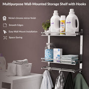 Plantex Bathroom Organiser with Drill/3 Tier Bathroom Accessories Set Stainless Steel/Bathroom Self Rack with Towel Hanger and Hooks/Wall Mount Rack Multipurpose(3-Tier Chrome)
