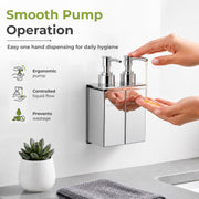 Plantex Double Liquid Soap Dispenser for Bathroom/304 Grade Stainless Steel Shampoo Dispenser/Body Soap Dispenser/Bathroom Accessories - Pack of 1 (Regent, Chrome)