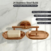 Plantex J4 Stainless Steel Double Soap Dish for Bathroom/Soap Holder for Bathroom/Wall Mounted Soap Holder/Bathroom Accessories (PVD Rose Gold Finish) Onix