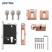 Plantex Dead Lock for Main Door/Lock with Brass 70mm Cylinder with Lock Body and 3 Computerized Keys - Pack of 1 (PVD Rose Gold)