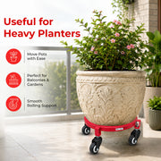 Plantex Cylinder Trolley with Wheels/Heavy Duty GI Steel Gas Stand with 4 Caster Wheels/Cylinder Stand for Home/Kitchen/Restaurant/LPG Gas Stand Trolley (Red, Pack of 1)