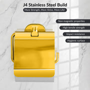 Plantex J4 Stainless Steel Toilet Paper Holder for Bathroom/Tissue Holder for Washroom/Toilet roll Holder for Wall Mounted/Bathroom Accessories (PVD Gold Finish) Onix