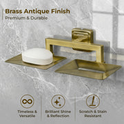 Plantex 304 Grade Stainless Steel Dual Soap Holder for Bathroom/Soap Dish/Soap Stand/Bathroom Accesories - Decan (Brass Antique)