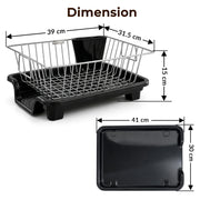 Plantex Dish Drying Rack/Stainless Steel Dish Drainer with Drainer Tray for Kitchen/Vessel Drainer Basket for Utensils/Plate Drying Rack - Chrome (39 X 31.5 X 15 Cm)
