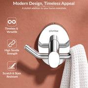 Plantex 304 Grade Stainless Steel Hooks for Hanging Clothes and Towels in Bathroom/Living Room/Bathroom Accessories - Olive (Chrome)