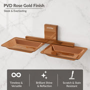 Plantex 304 Grade Stainless Steel Double Soap Stand/Dual Soap Dish/Soap Case/Soap Storage/Soap Holder for Bathroom/Bathroom Accessories - Pack of 1 (Crystal, PVD Rose Gold)