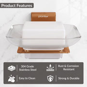 Plantex 304 Grade Stainless Steel Glass Soap Dish/Soap Stand/Soap Holder/Soap Storage/Bathroom Accessories - Crystal (PVD Rose Gold)