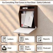 Plantex Letter Box/GI Steel Suggestion Box for Office with Key Lock/Post Box for Gate Home/Complaint Box/Wall Mounted Mail Box - (Coffee & White)