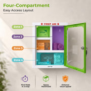 Plantex Metal Emergency First Aid Kit Box for Home/Medical Kit Box for Medicine Storage with Multi Compartments for School, Office - Lockable (Green & White) Big Size, Wall Mount