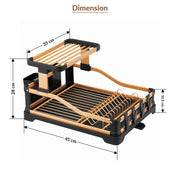 Plantex Fold Flat Dish Drying Rack/Aluminium 2-Tier Dish Rack with Drainboard/Vessel Drainer Basket/Plate Holder Stand/Kitchen Rack - Pack of 1 (Gold & Black)