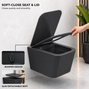 Plantex Imported Italica Ceramic Wall Hung Commode for Toilet/Rimless Western Toilet/Commode with Soft Closing Toilet Seat - P Trap (Square - Matt Black)