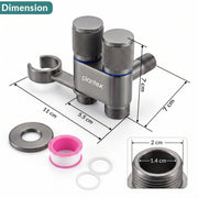 Plantex 2 Way Angle Cock/Stainless Steel Double Outlet Water Valve/Bathroom & Kitchen Tap Connector/Water Faucet - Pack of 1 (Grey, APS-N-9)