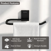 Plantex 304 Grade Stainless Steel Hand Towel Hanger/Napkin Holder for Wash Basin/Towel/Napkin Ring/Bathroom Accessories (Crystal - Black)