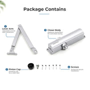 Plantex Heavy Duty Door Closer/Automatic Door Closer for Wooden Door/55 Kg Hydraulic Door Closer for Home/Office/Hotel/Wide 180 Degree Opening (ISO 9001 Certified) - Silver