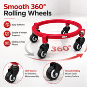 Plantex Cylinder Trolley with Wheels/Heavy Duty GI Steel Gas Stand with 4 Caster Wheels/Cylinder Stand for Home/Kitchen/Restaurant/LPG Gas Stand Trolley (Red, Pack of 1)