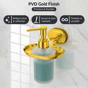 Plantex J4 Stainless Steel Liquid Soap Dispenser/Shampoo Dispenser for Wash Basin/Hand Wash Dispenser Wall Mounted/Bathroom Accessories (PVD Gold Finish) Onix