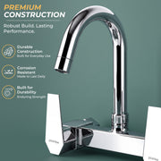 Plantex Mixer Tap for Kitchen with Wall Flange and Teflon Tape/Kitchen Sink Taps/Sink Mixer Tap Hot and Cold with 360° Swivel Spout (Celesiya-1248)