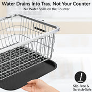Plantex Stainless Steel Dish Rack with Drainer Tray/Utensil Drying Rack for Kitchen/Bartan Basket with Drain Tray/Rust-Resistant Vessel Drainer Basket Stand – Chrome Finish (54 x 40 x 24 cm)